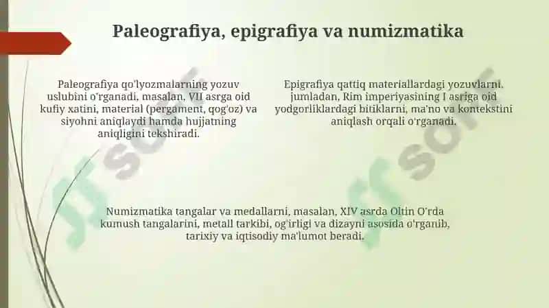 Tarix fani tadqiqotlarida maxsus tarixiy metodlar 4