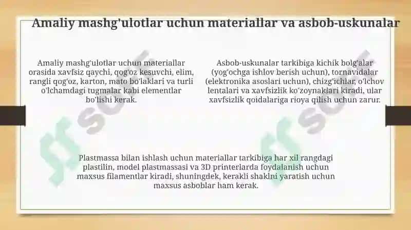 Boshlang'ich sinf texnologiya darslarida amaliy ish turlari 4