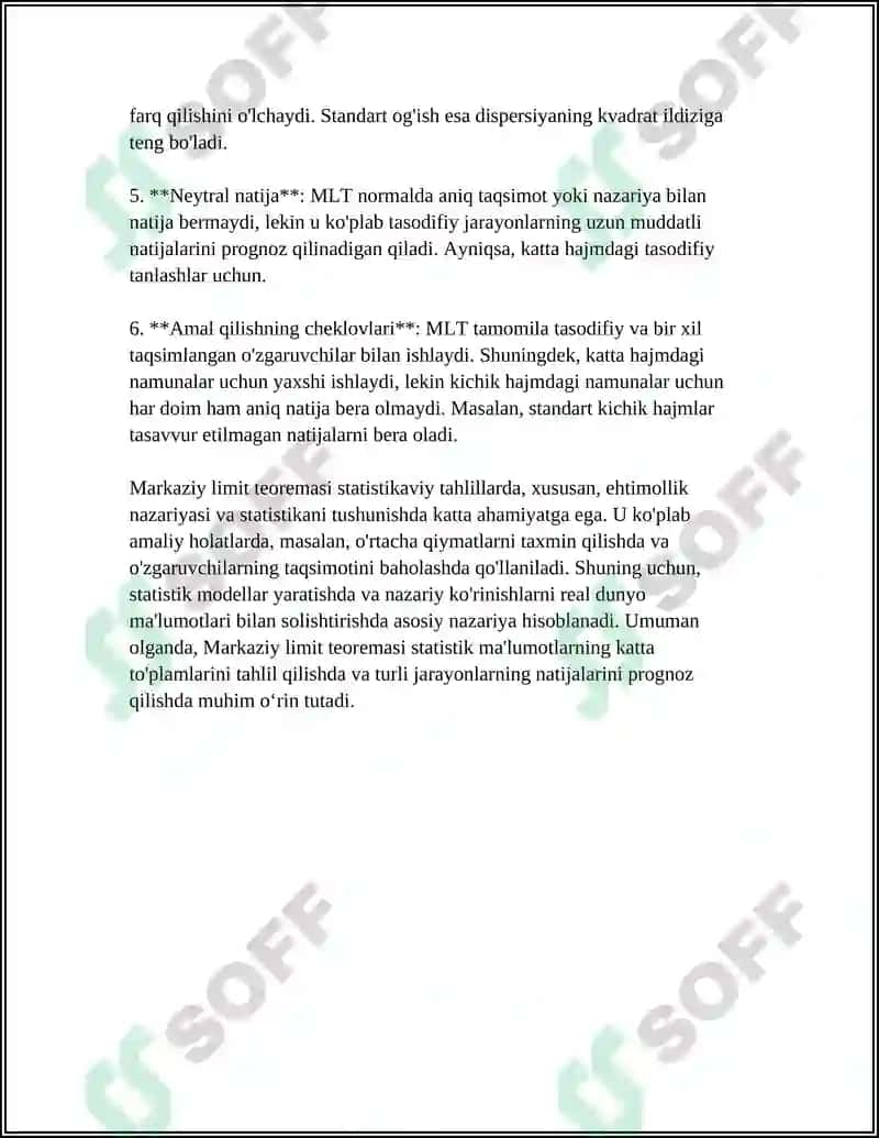 MARKAZIY LIMIT TEOREMASI VA UNING IQTISODIYOTDA TADBQLARI 4