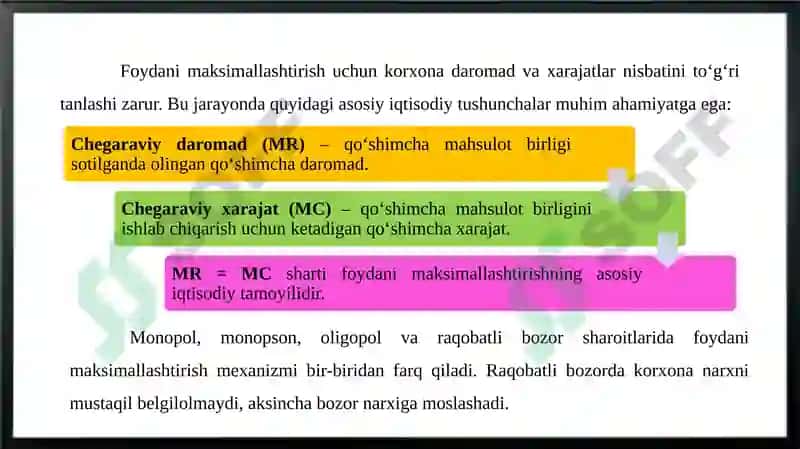 Foydani maksimallashtirish va raqobatli taklif 4