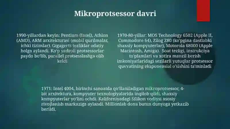 kompyuter texnikasining rivojlanish tarixi 4