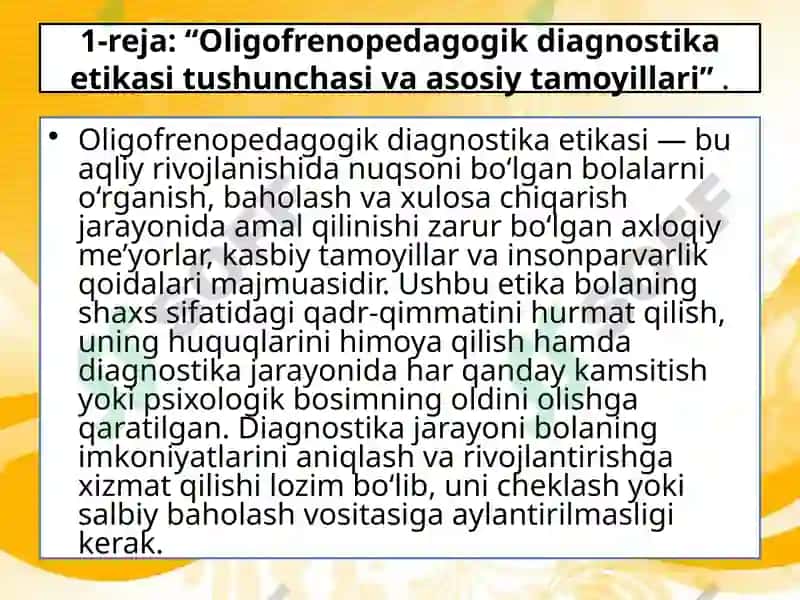 OLIGOFRENOPEDAGOGIK DIAGNOSTIKA ETIKASI 4
