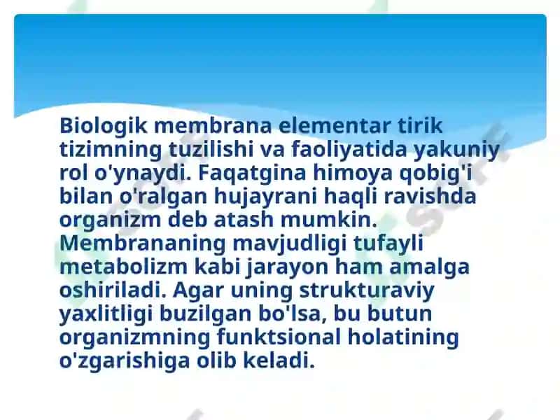 Biologik membranalardagi fizik jarayonlar 4