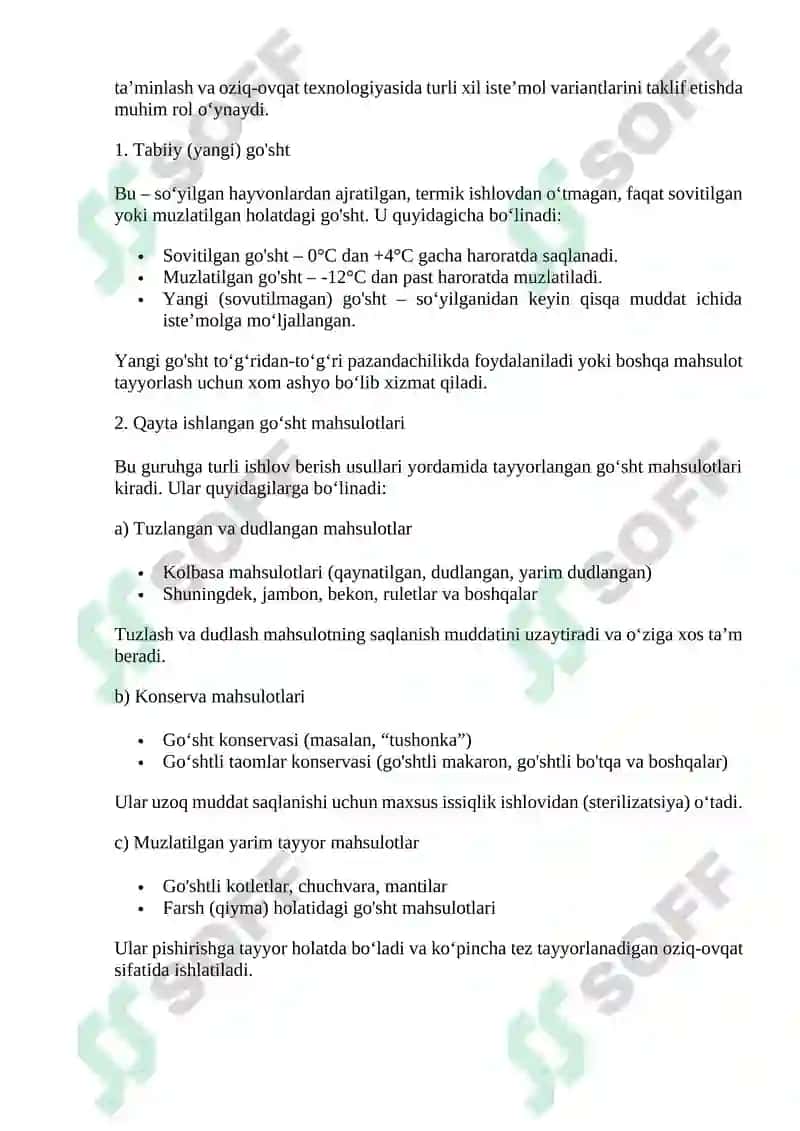 Go'sht va go'sht mahsulotlarining tarkibi 4