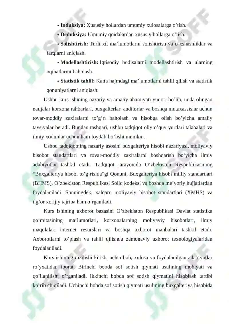 SOF SOTISH QIYMATI USULI 4
