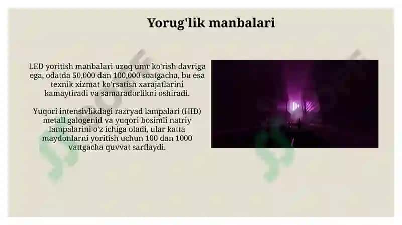 Ishlab chiqarish ob’yektlarini yoritish 4