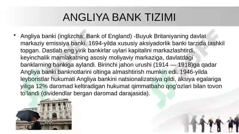 ANGLIYANING HOZIRGI BANK TIZIMI 4