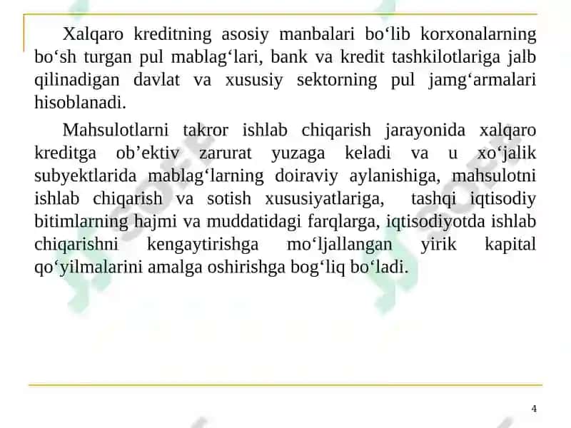 Xalqaro kredit munosabatlari 4