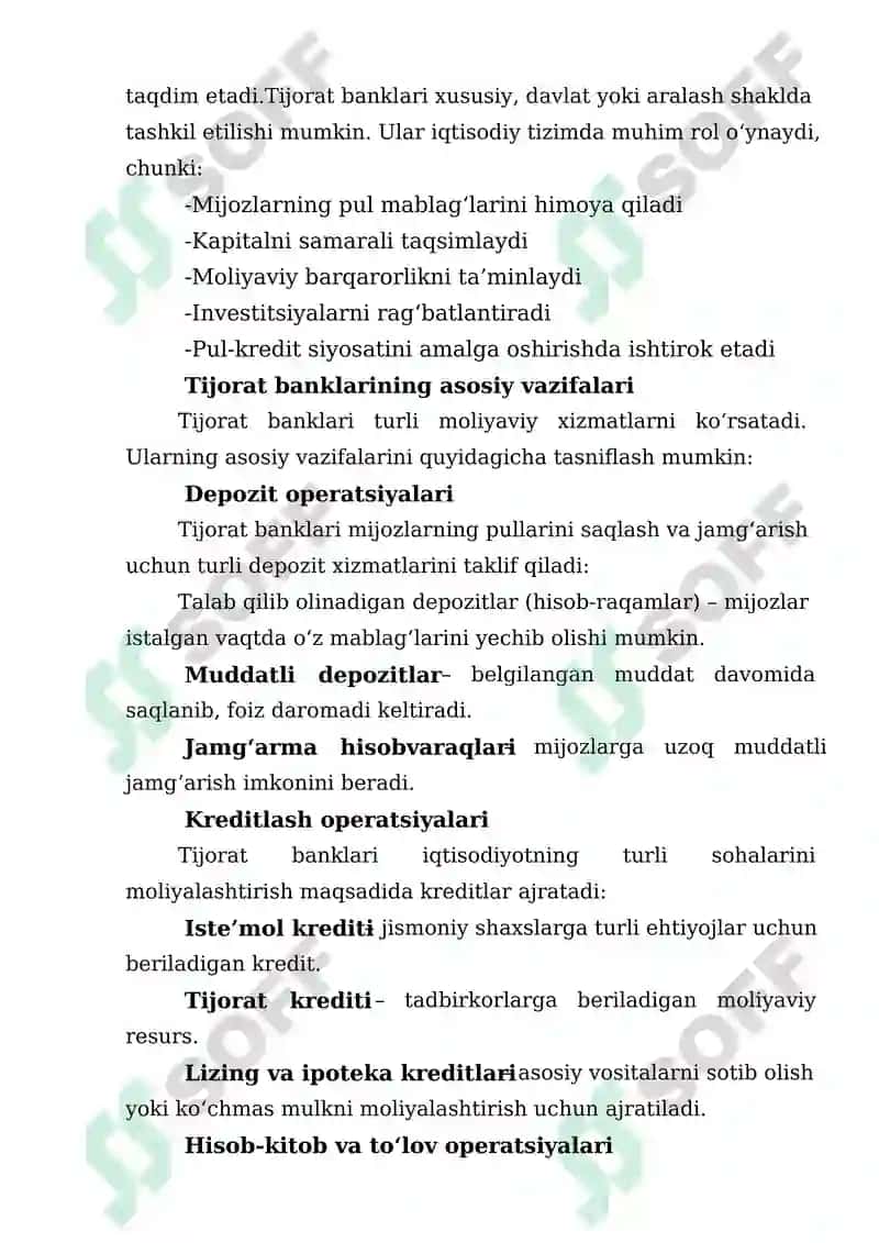 TIJORAT BANKLARI VA UNING APERATSIYALARI 4