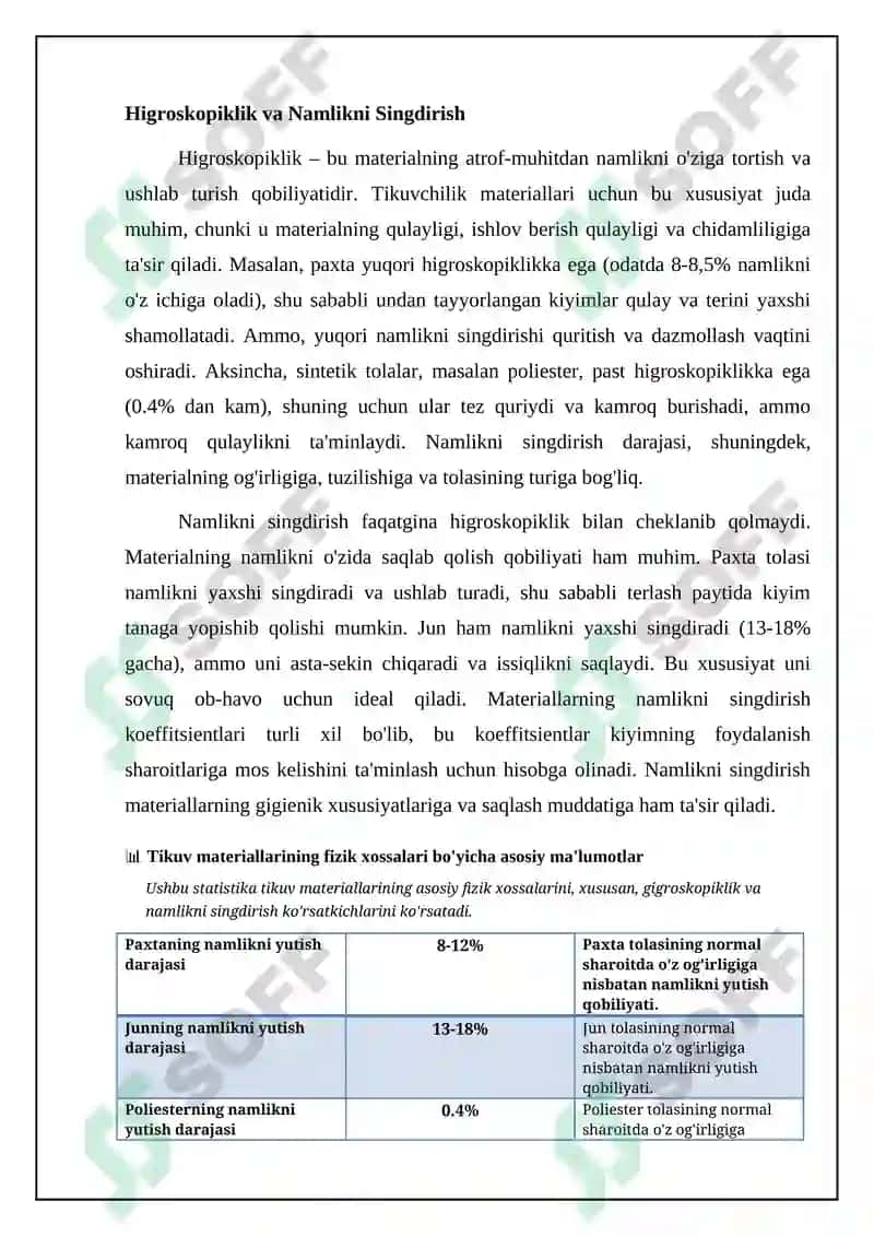 Tikuvchilik matireallaring fizik xossalari 4