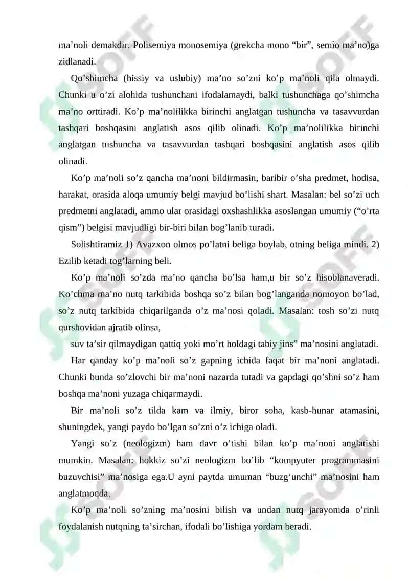 Bir ma’noli va ko’p ma’noli so’zlar. Ma’no ko’chish usullari 4
