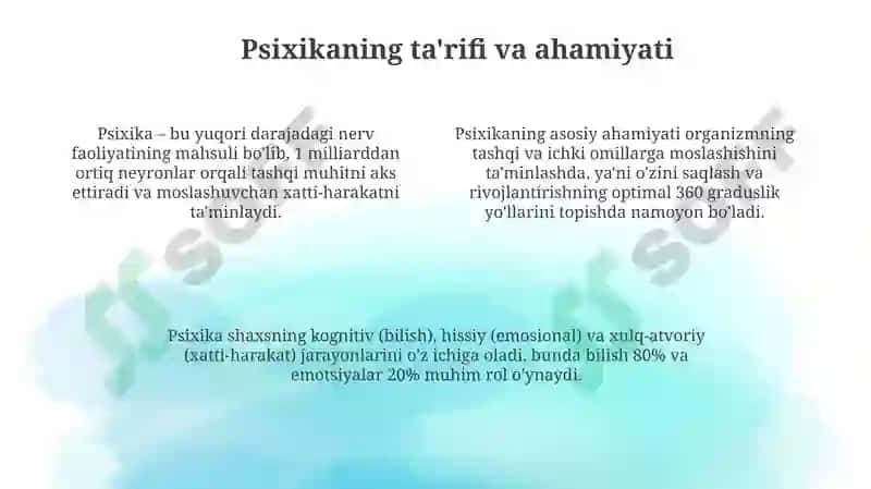 PSIXIKANING filogenetik taraqqiyoti 4