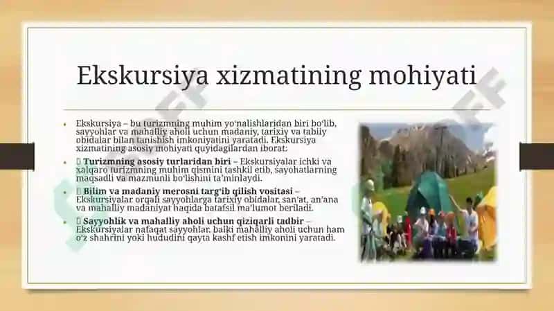 Ekskursiya xizmatining tashkiliy masalalari 4