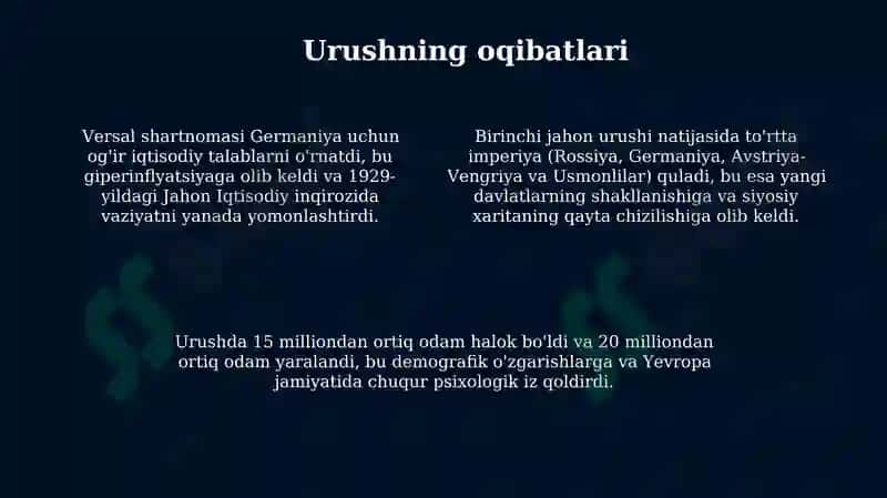 Birinchi jahon urushining sabablari va oqibatlari 4