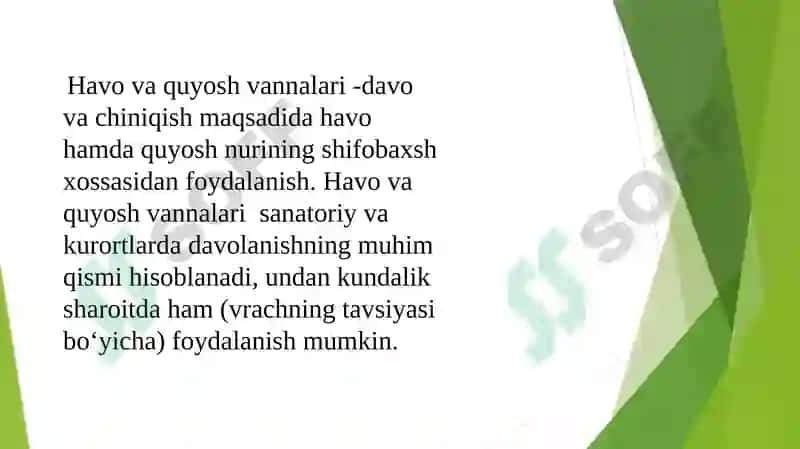 Quyosh, suv, havo bilan davolash 4