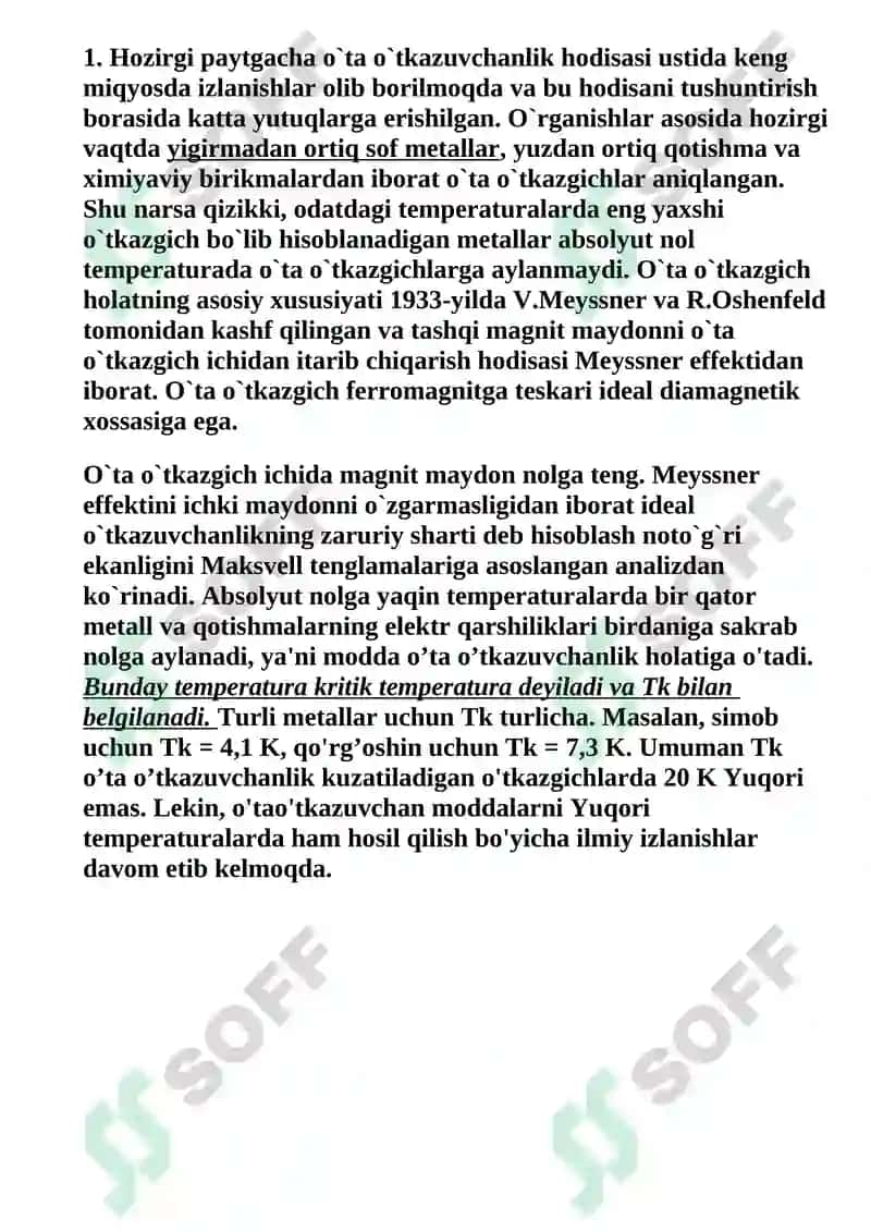 O’ta o’tkazuvchanlik va uning kvantomexanik talqini fayllar 4