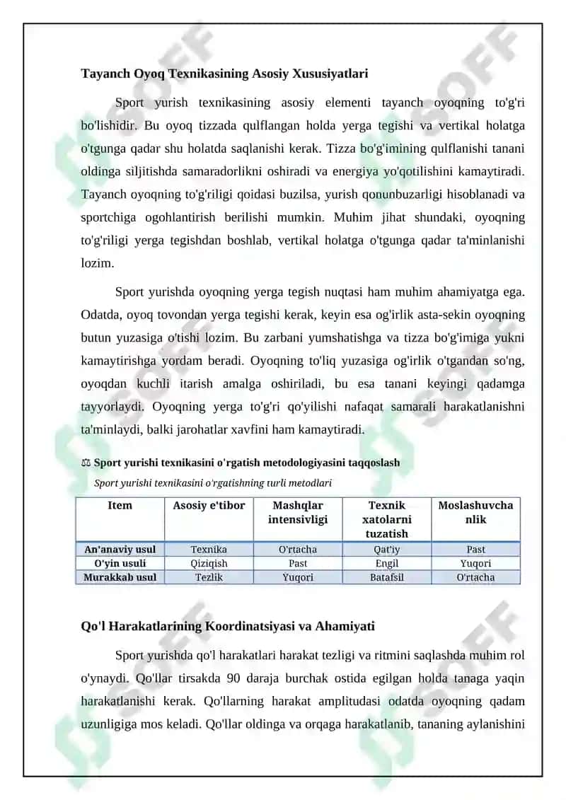Sportcha yurish texnikasini órgatish metodikasi 4