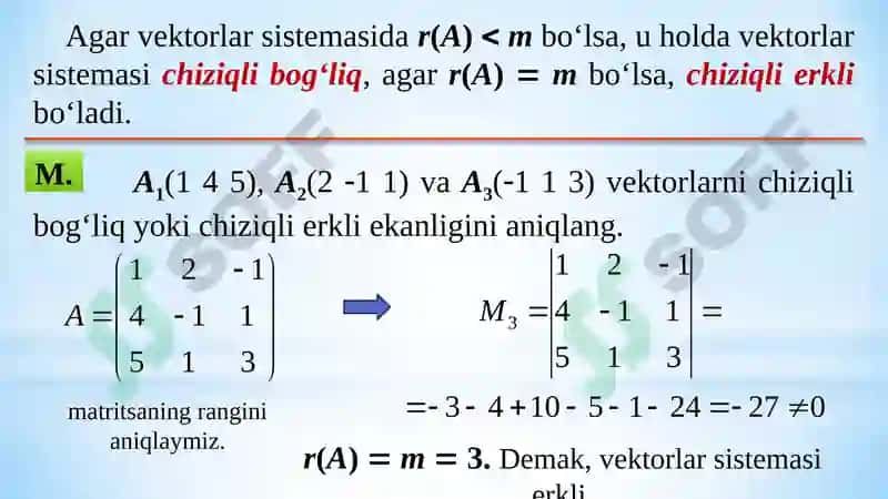 VEKTORLAR SISTEMASI VA UNING RANGI 4