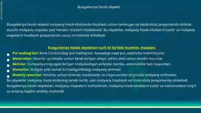 Buxgalteriya hisobi obyekti va subyekti 4