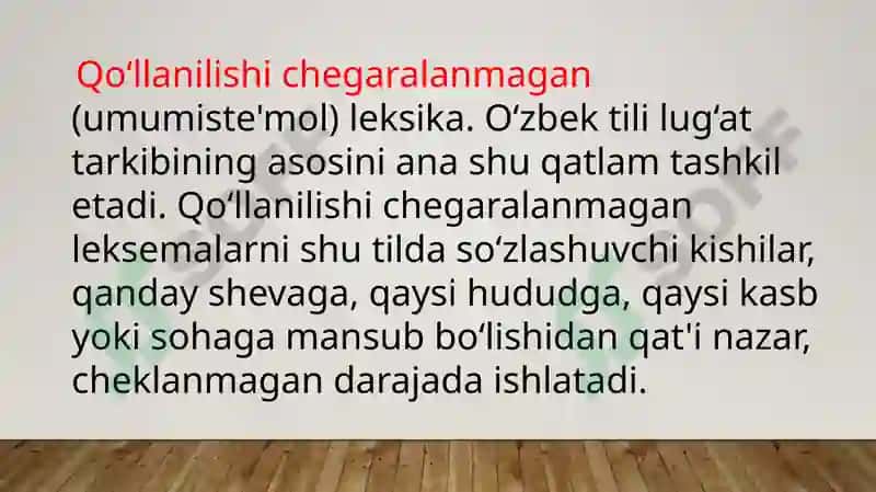 Qoʻllanilishi chegaralangan va chegaralanmagan leksika 4