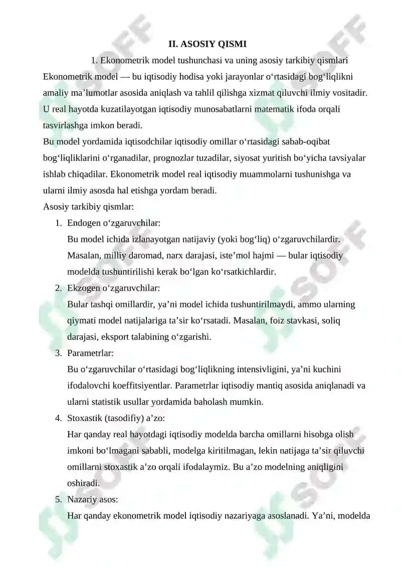 EKONOMETRIK MODEL PARAMETRLARINI IQTISODIY TAXLILINING MOXIYATI 4