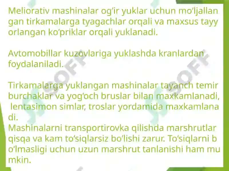 Ma’ruza12: Meliorativ mashinalarni ko‘chiribo‘t kuzish 4