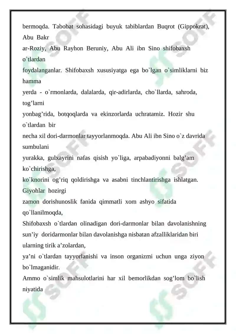O‘ZBEKISTON SHIFOBAXSH O‘SIMLIKLARI 4