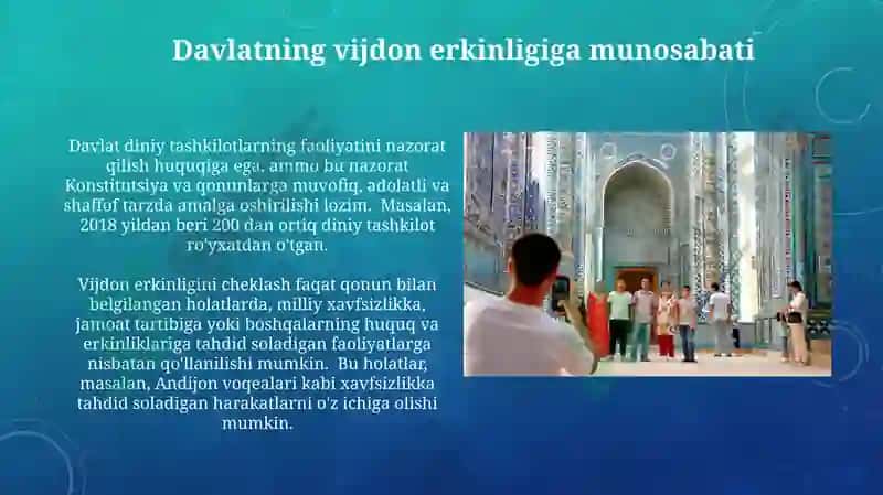 Vijdon erkinligi Oʻzbekiston konstitutsiyasida 4