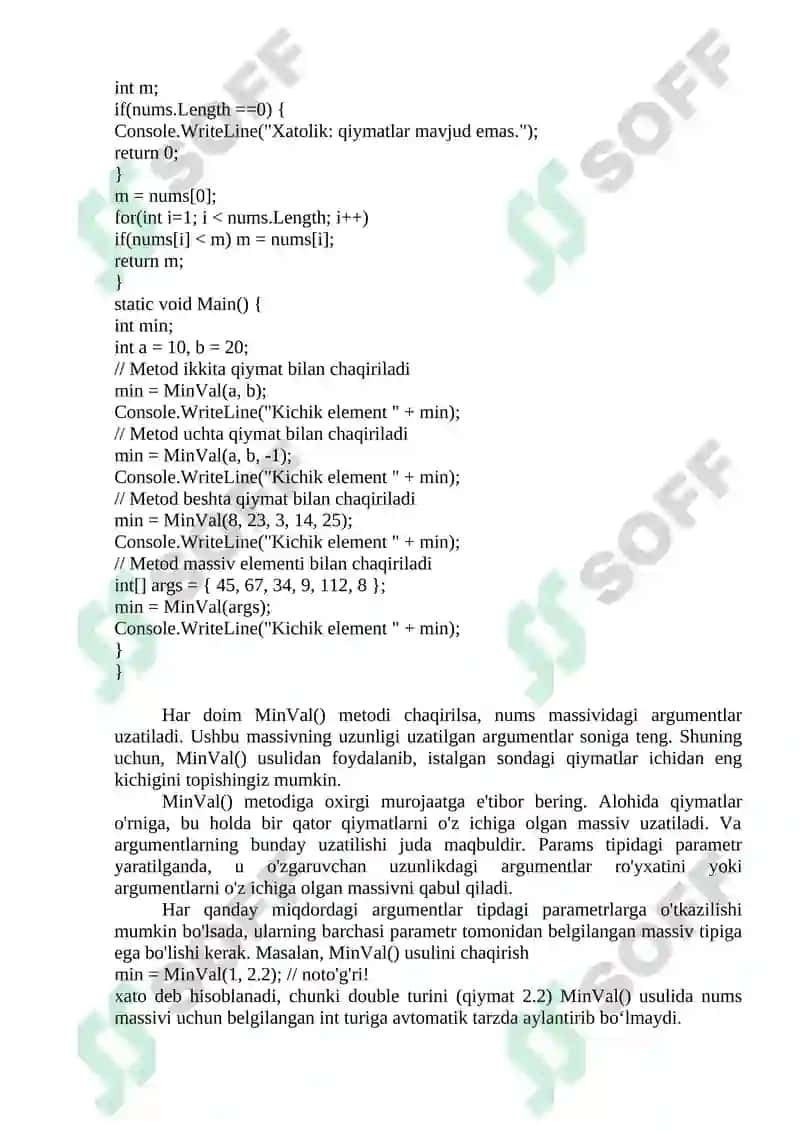 Metodning massivli parametrlari va params kalit so‘zi 4