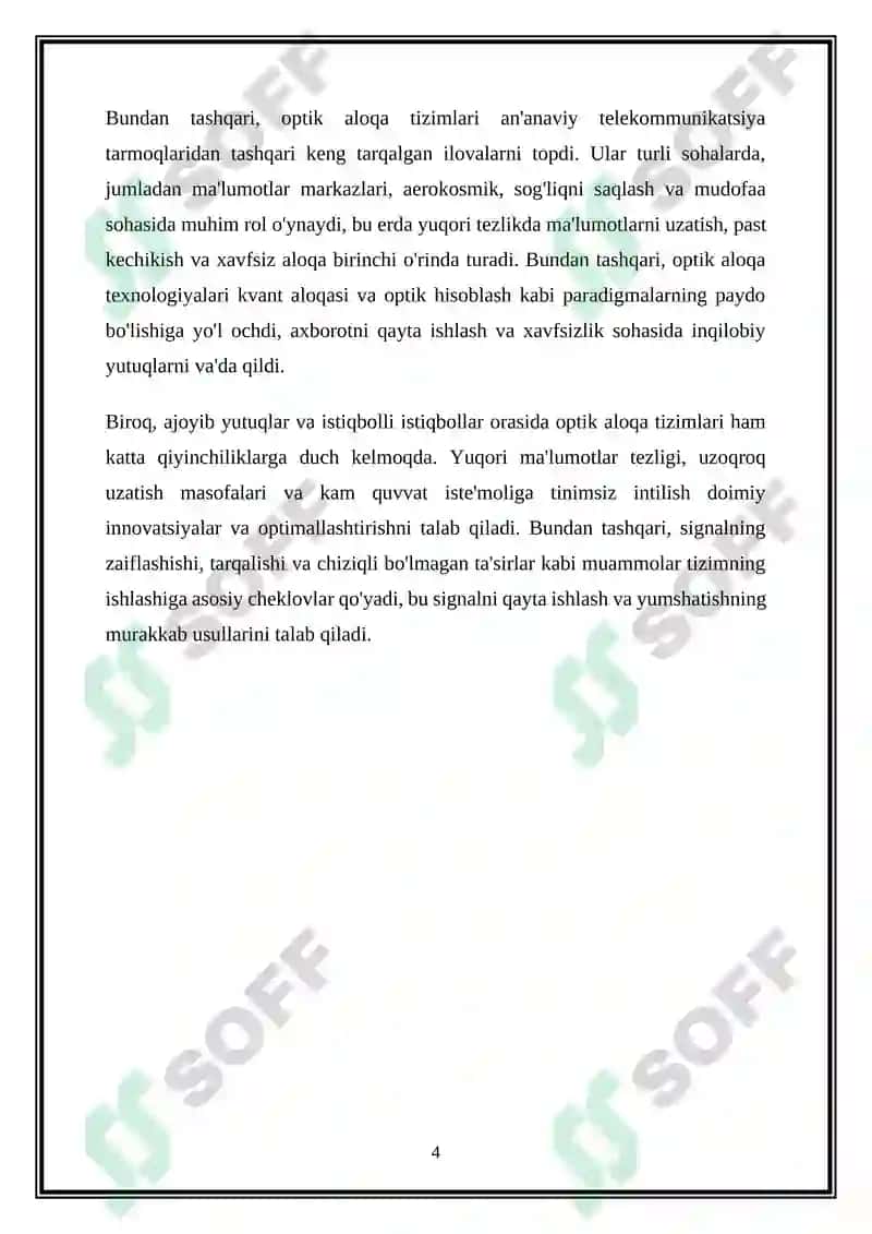 Optik aloqa tizimlari 4