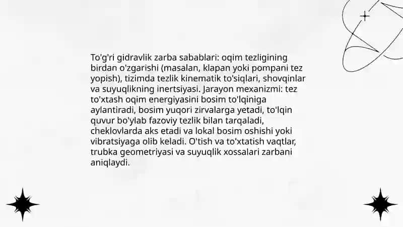 Gidravlik zarba tushunchasi va tarixiy rivojlanishi 4