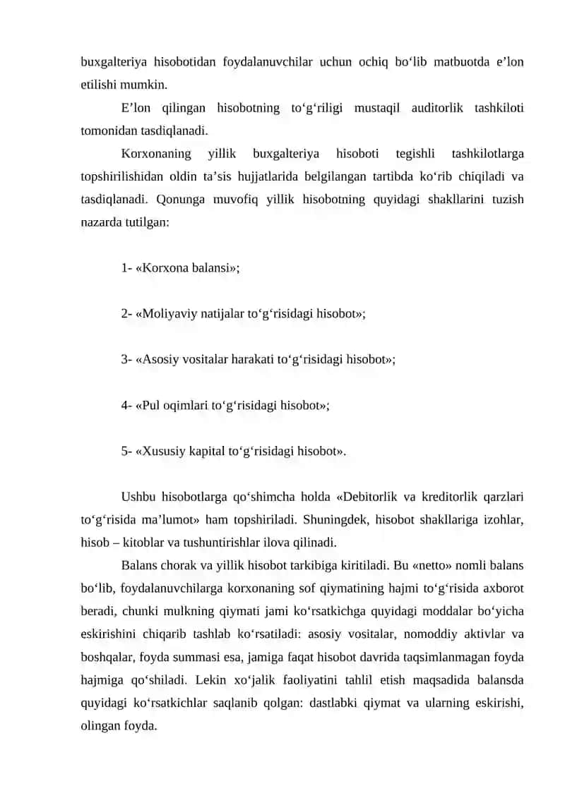 MOLIYAVIY HISOBOTLARGA KIRISH HAMDA ULARNING MAZMUNI, MOHIYATI VA TARKIBI 4