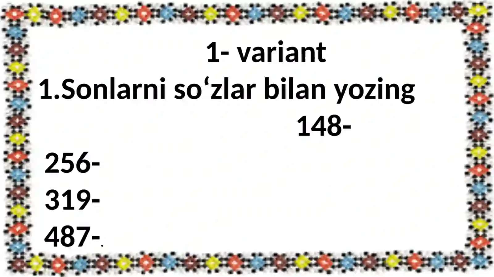 3-sinf Matematika 1-nazorat ishi 4