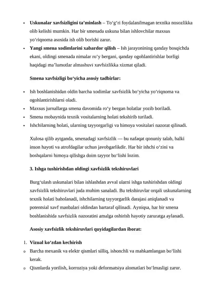 BURG'ULASH USKUNALARINING SMENADAGI XAVFSIZLIGI QOIDALARI 4