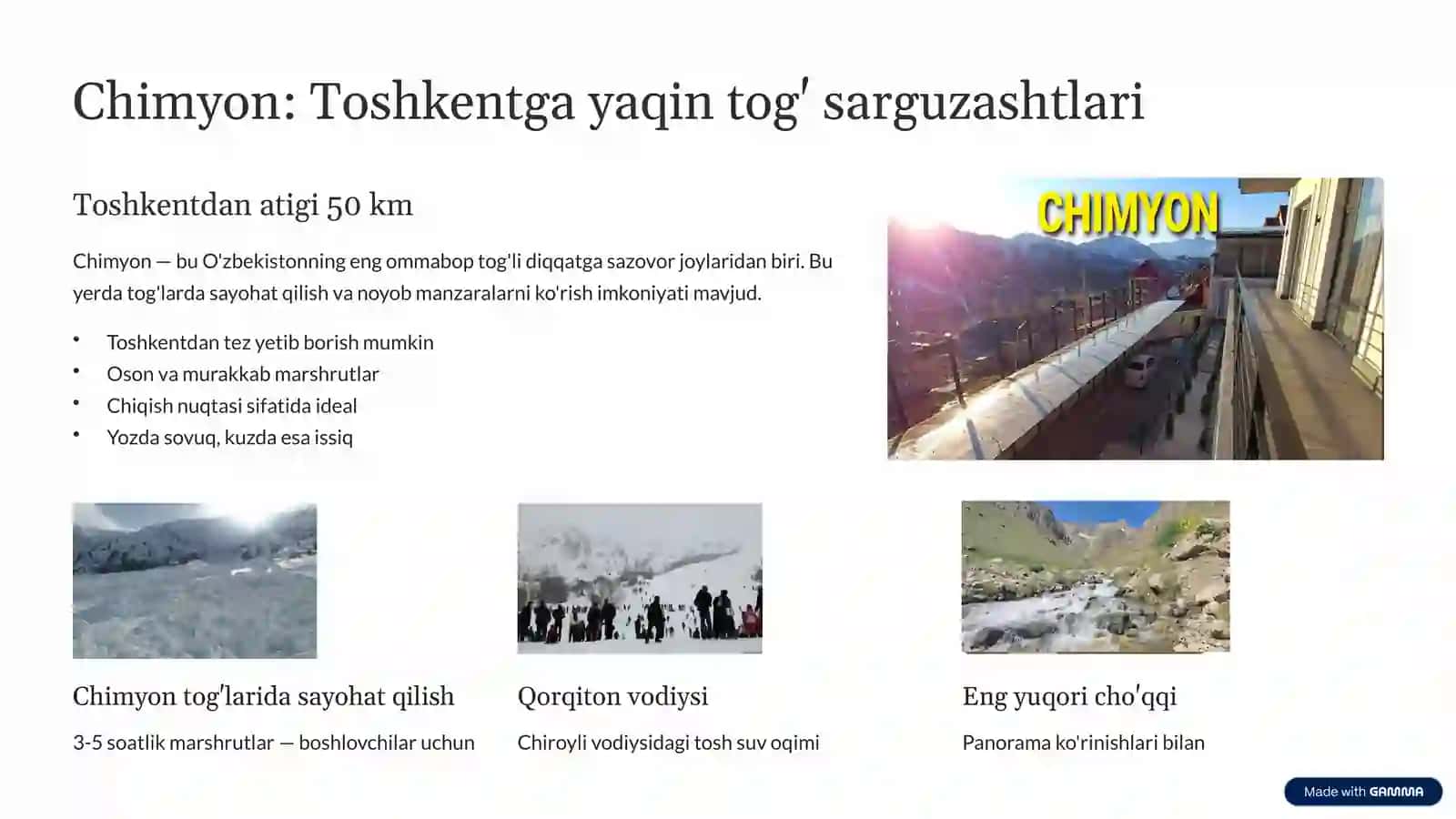 Chimyon. Fan togʻlari , Qizil qum sahrosi 4