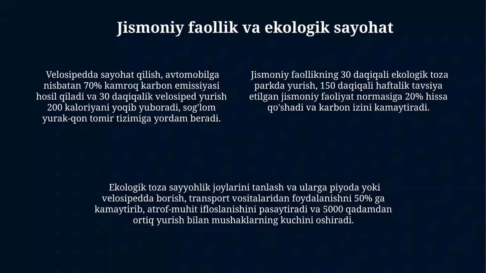 Ekologiya va sogʻlom hayot tarzi 4