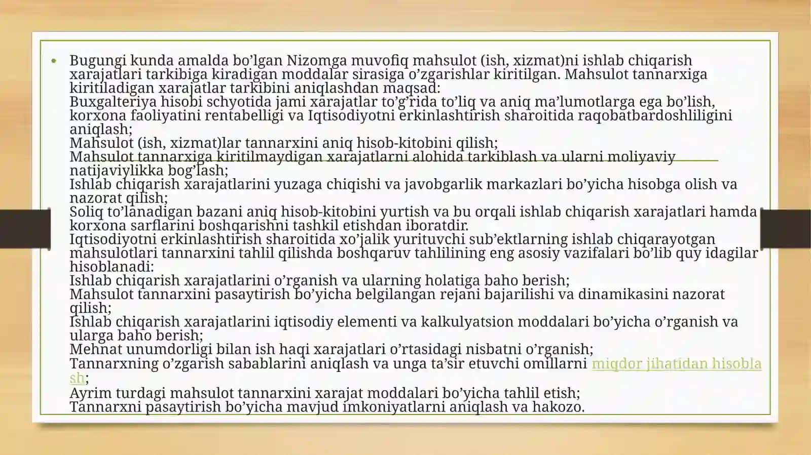 Mahsulot ishlab chiqarish va davr xarajatlari tahlili 4
