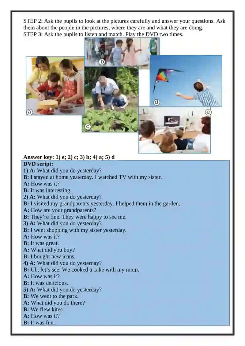 6-sinflar uchun Unit 6. Lesson 1 What did you do yesterday? mavzusida 1 soatlik Dars ishlanmasi 4