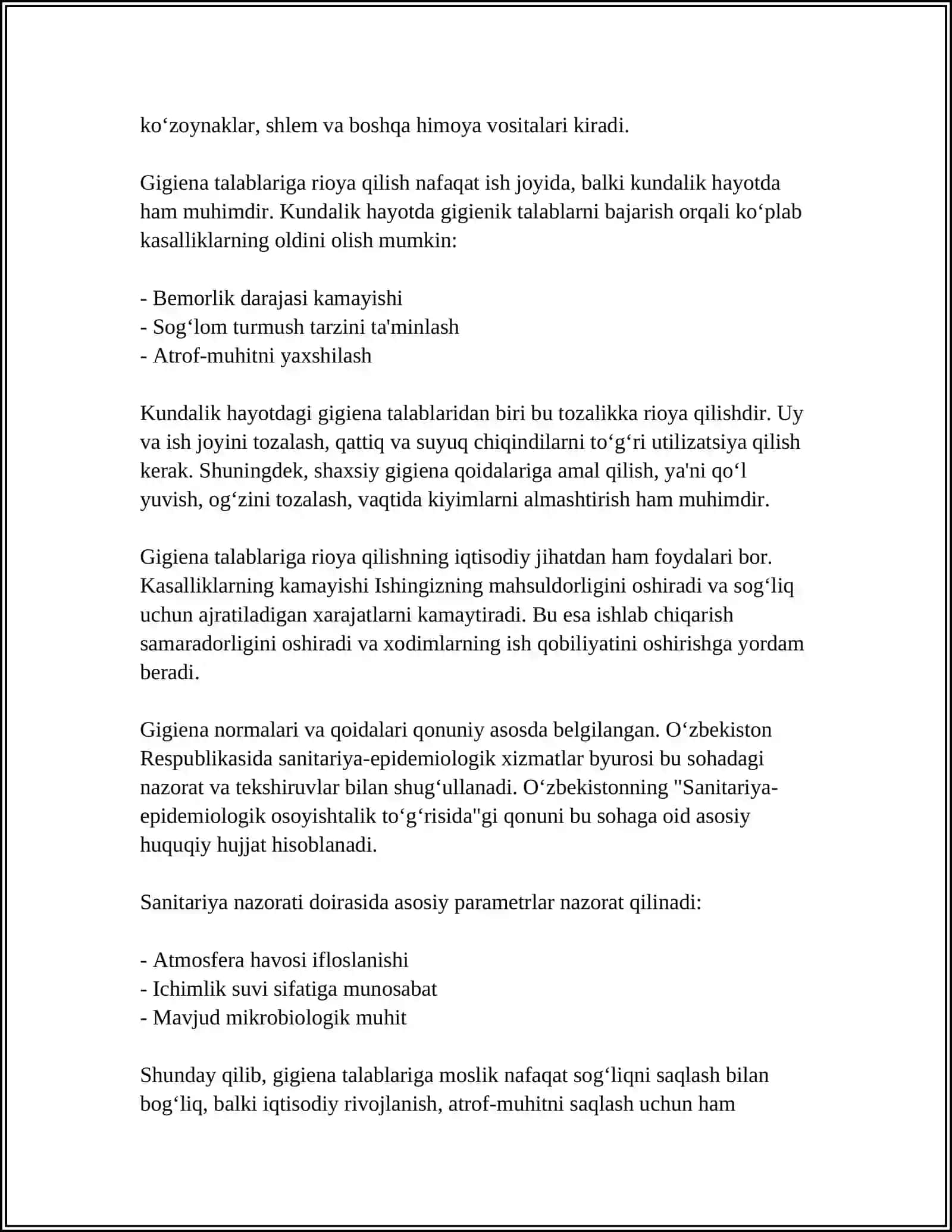 Gigiena talablariga moslik 4