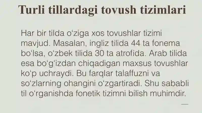 Turli tillardagi fonetik hodisalar 4
