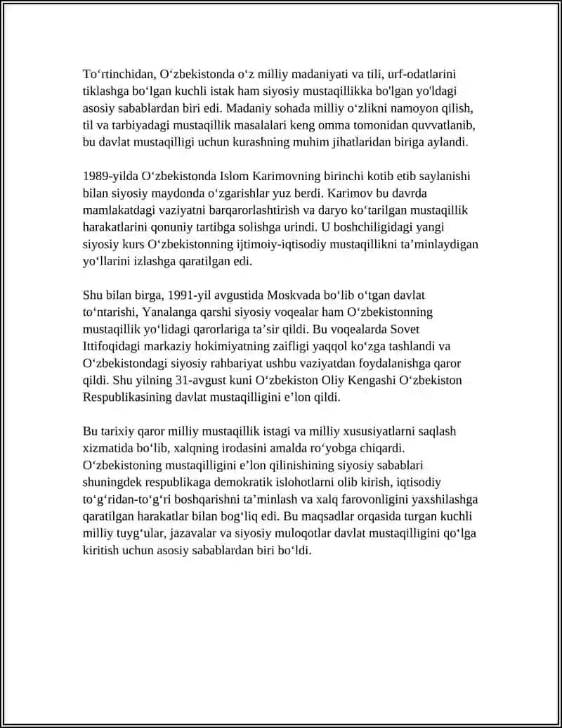 Oʻzbekiston Mustaqilligi va Tarixi 4