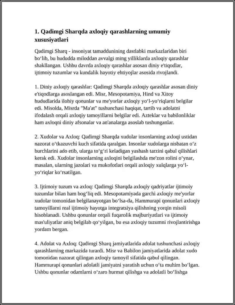 QADIMGI SHARQDAGI DASTLABKI AXLOQIY QARASHLAR 4