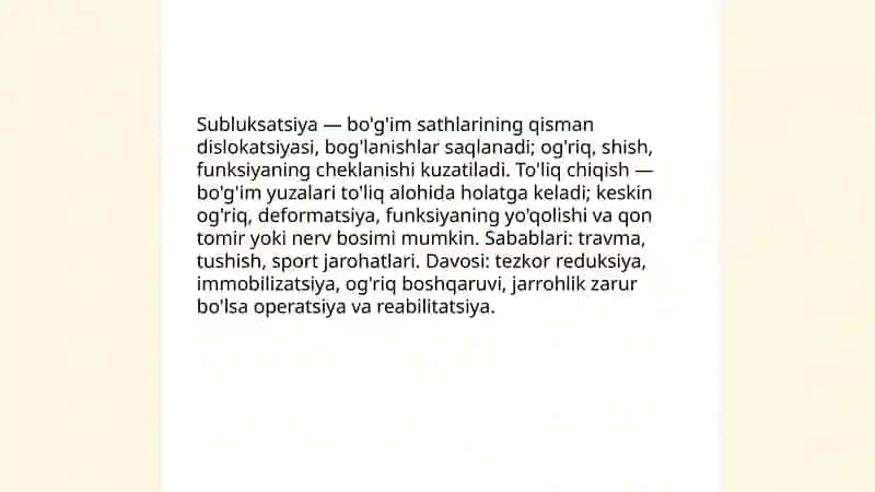 Chiqish va sinishlar, ularning turlari 4