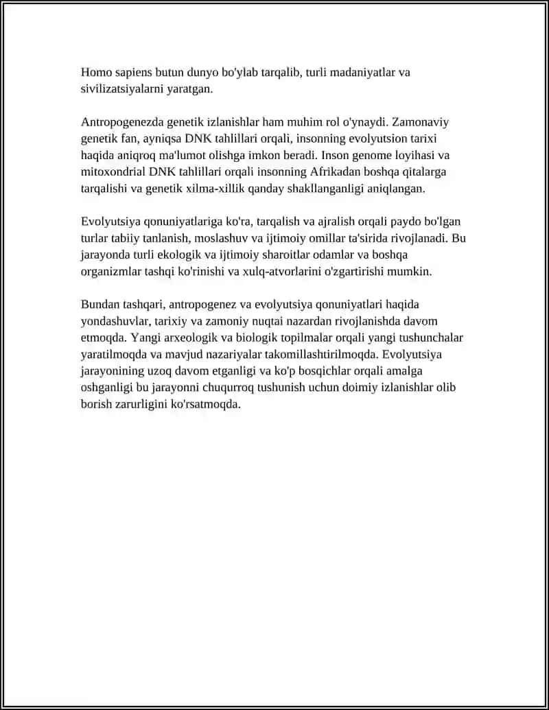 Antropogenezi nazariyalari va evolyutsiya qonuniyatlari 4