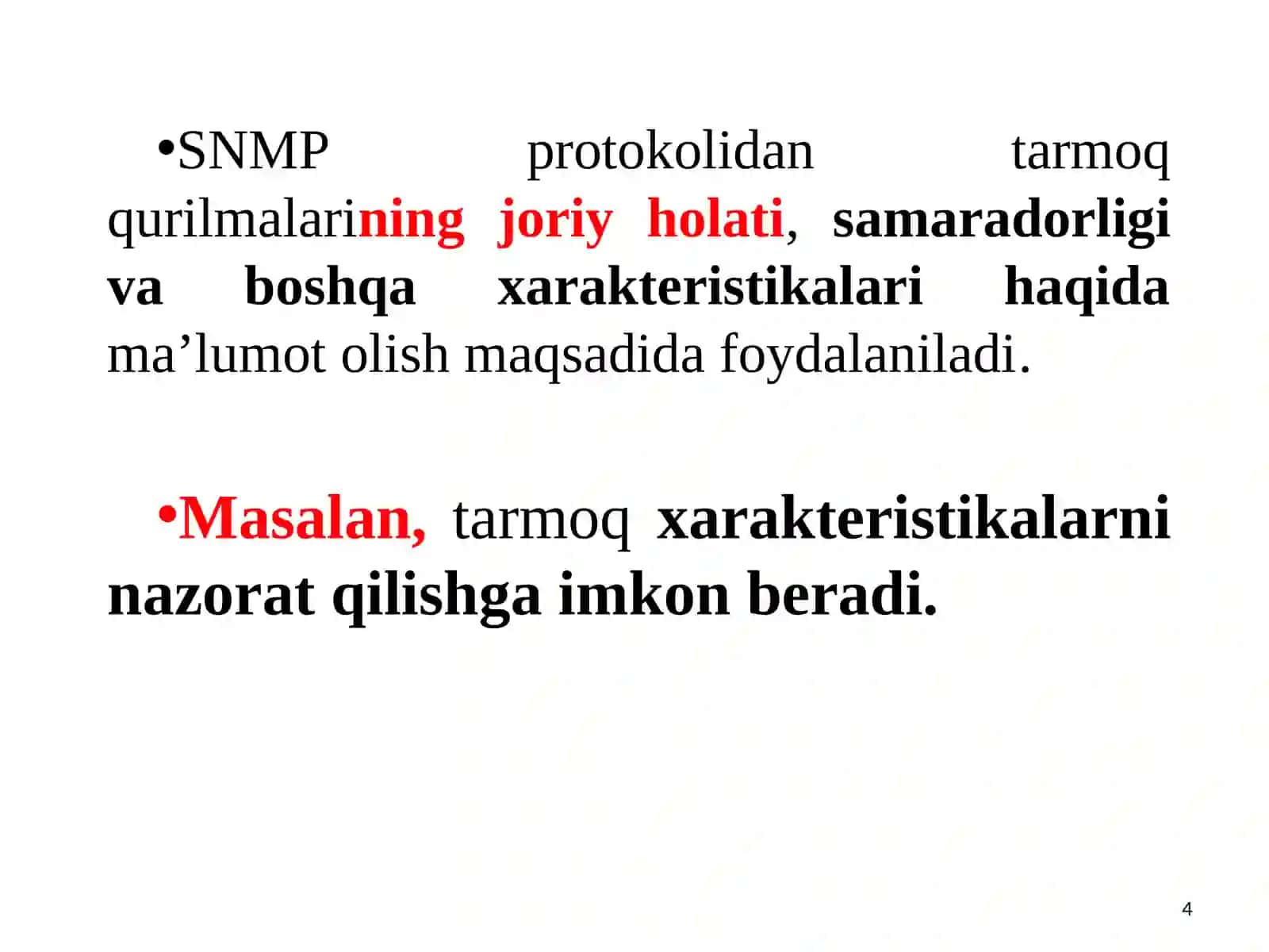 Тармоқ Бошқарувининг Оддий Протоколлари(SNMP) 4
