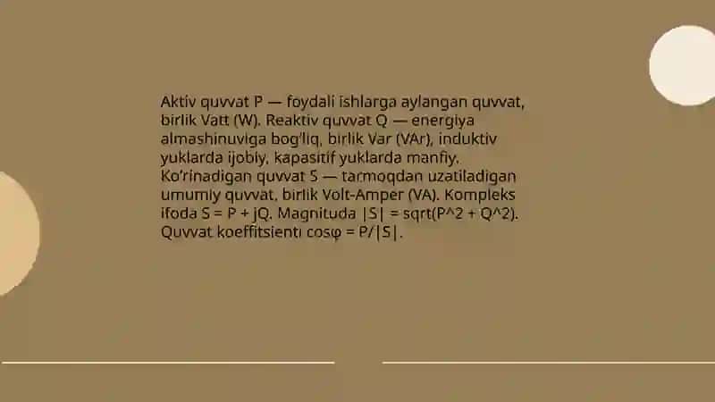 Quvvat koeffesienti va uning ahamiyati 4