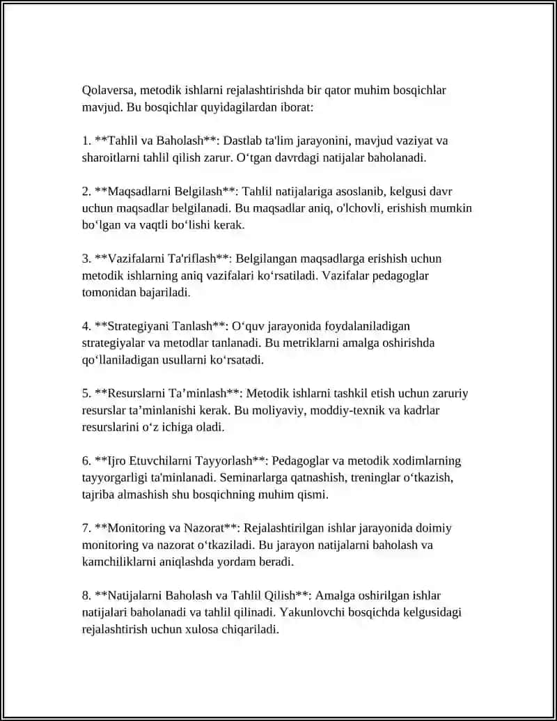 METODIK ISHLARNI REJALASHTIRISH VA MUVOFIQLASHTIRISH 4