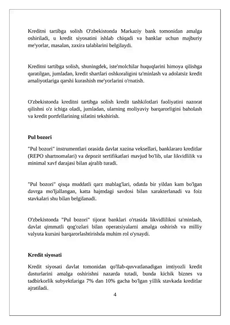 Kredit tizimi va uning tarkibi 4