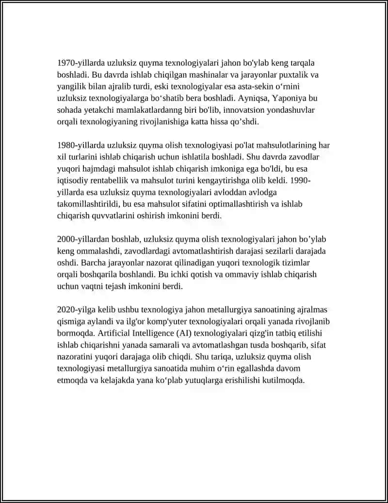 UZLUKSIZ QUYMA OLISH TEXNOLOGIYASI 4