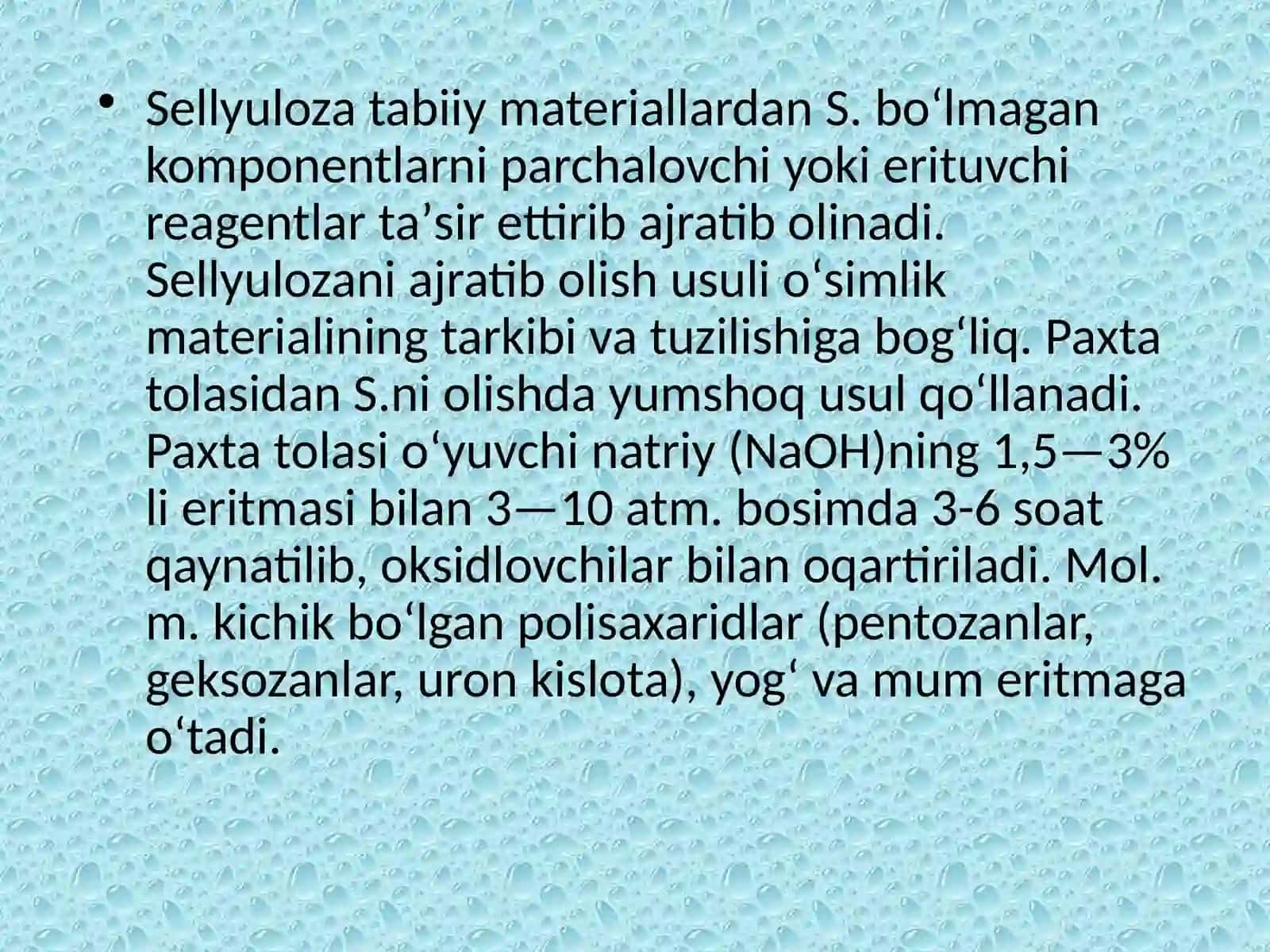 SELLYULOZA VA UNING XOSILALARINING FIZIKAVIY XOSSALIRI 4